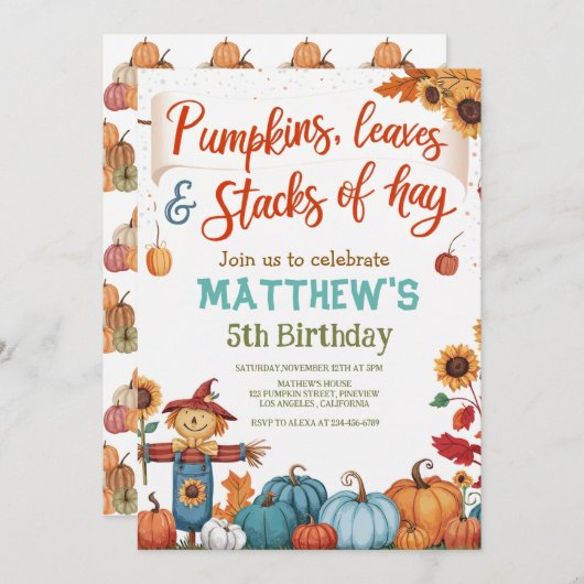 お洒落秋誕生日招待状 招待状 (正面/裏面)