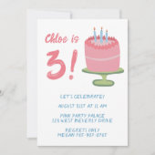 お洒落第3期バースデーケーキキッズパーティーカスタム 招待状 (正面)