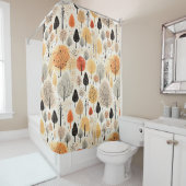 お洒落紅葉の木ベージュオレンジ秋 シャワーカーテン (インサイチュ)