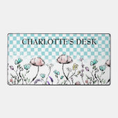 お洒落紋付き野市松模様に花 デスクマット (正面)