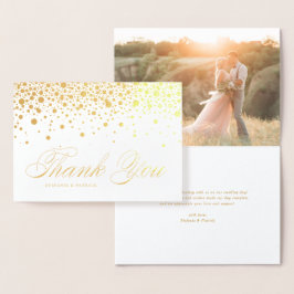 お洒落紙吹雪ドット写真結婚の感謝 箔カード