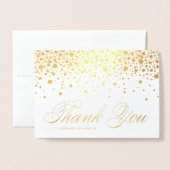 お洒落紙吹雪ドット写真結婚の感謝 箔カード (封筒付き正面)