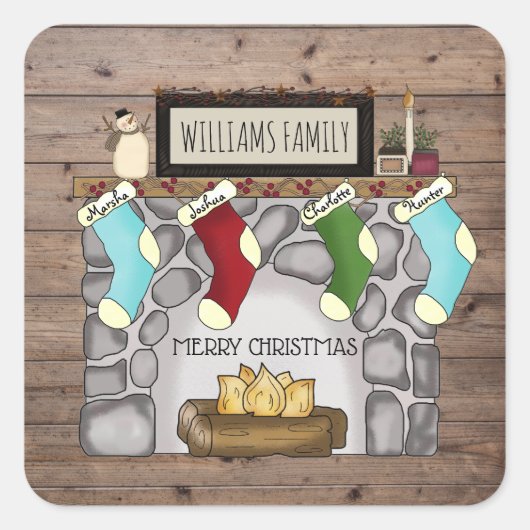 お洒落素朴カントリーホームとハース名 スクエアシール (正面)