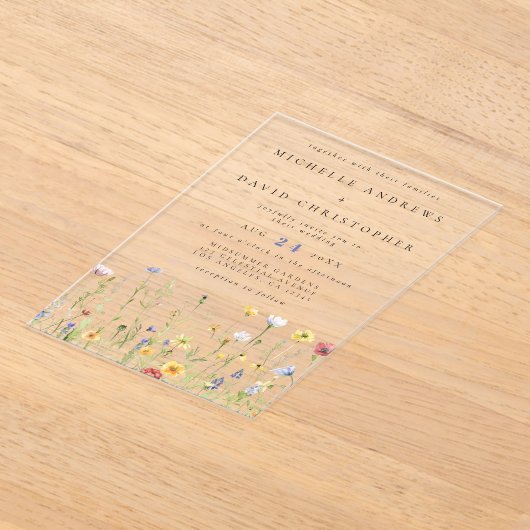 お洒落素朴花結婚の アクリル招待状 (レイダウン)