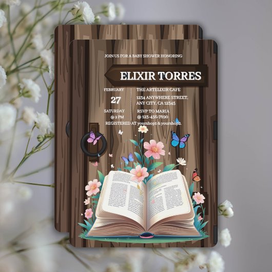 お洒落素朴Storybook Baby Shower 招待状