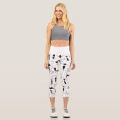 お洒落細い黒猫パターン カプリレギンス (正面)