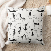 お洒落細い黒猫パターン クッション (ブランケット)