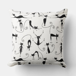 お洒落細い黒猫パターン クッション