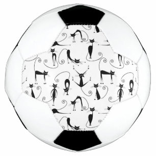 お洒落細い黒猫パターン サッカーボール