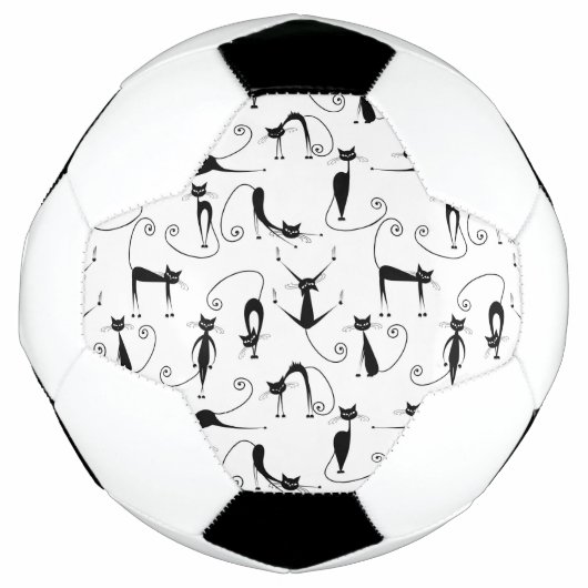 お洒落細い黒猫パターン サッカーボール (正面)