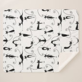 お洒落細い黒猫パターン シェルパブランケット (正面(横))