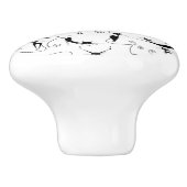 お洒落細い黒猫パターン セラミックノブ (側面)