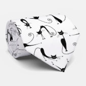 お洒落細い黒猫パターン ネクタイ (ロール)
