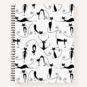 お洒落細い黒猫パターン ノートブック (正面)