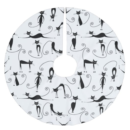 お洒落細い黒猫パターン ブラッシュドポリエステルツリースカート (正面)