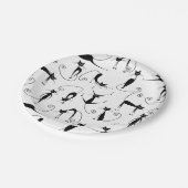お洒落細い黒猫パターン ペーパープレート (アングル)