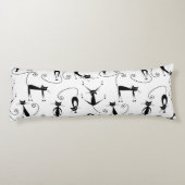 お洒落細い黒猫パターン ボディピロー (裏面)