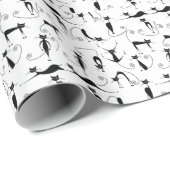 お洒落細い黒猫パターン ラッピングペーパー (ロールコーナー)