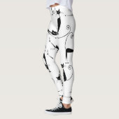 お洒落細い黒猫パターン レギンス (左)