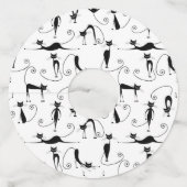 お洒落細い黒猫パターン ワイングラスタグ (裏面)