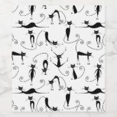 お洒落細い黒猫パターン ワインラベル (シングルラベル)