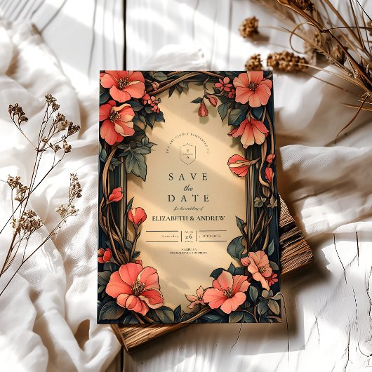 お洒落結婚アールヌーボー セーブザデート