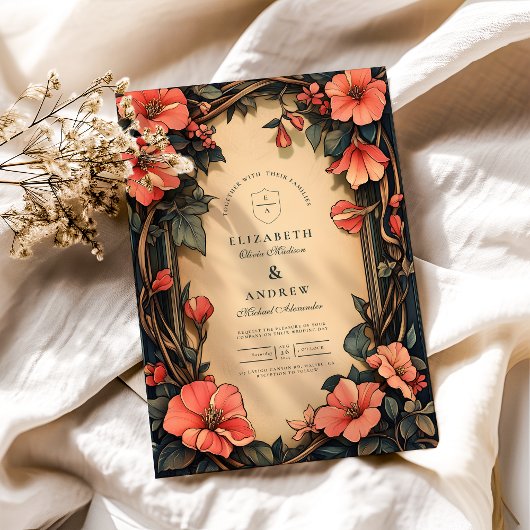 お洒落結婚アールヌーボー 招待状