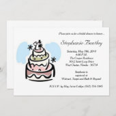 お洒落結婚ケーキのブライダルシャワー招待 招待状 (正面/裏面)