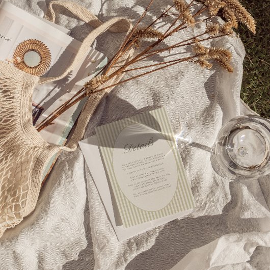 お洒落結婚ストライプ詳細カード エンクロージャーカード