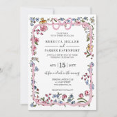 お洒落結婚モダンエレガント春 招待状 (正面)