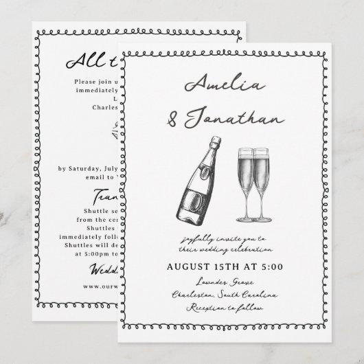 お洒落結婚 招待状 (正面/裏面)