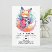 お洒落絵を描キツネ誕生日 招待状 (スタンド正面)