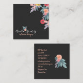 お洒落絵を描開花 |黒のフローラ スクエア名刺 (正面/裏面)