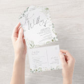 お洒落緑の結婚金ゴールドの封印と送信 オールインワン招待状 (貼ってはがせる)