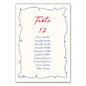 お洒落縁どカラフルScript Seating Chart テーブルナンバー (正面)