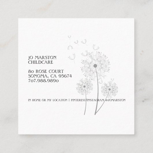 お洒落育児名刺 スクエア名刺 (裏面)