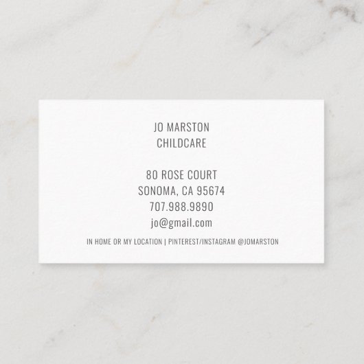 お洒落育児名刺 名刺 (裏面)