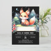 お洒落自然キツネ誕生日デジタル 招待状 (スタンド正面)