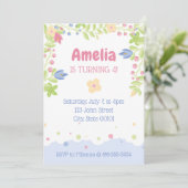 お洒落自然子供の誕生日パーティの招待状 招待状 (スタンド正面)