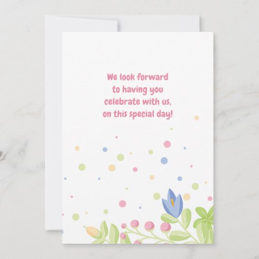 お洒落自然子供の誕生日パーティの招待状 招待状 (裏面)