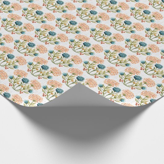 お洒落自然水彩花モチーフ。 ラッピングペーパー (角)