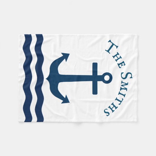 お洒落航海のカスタムいかり フリースブランケット (正面(横))