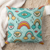 お洒落色数々のレトロ記号パターン クッション (ブランケット)