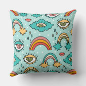 お洒落色数々のレトロ記号パターン クッション (裏面)