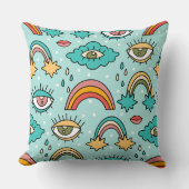 お洒落色数々のレトロ記号パターン クッション (正面)