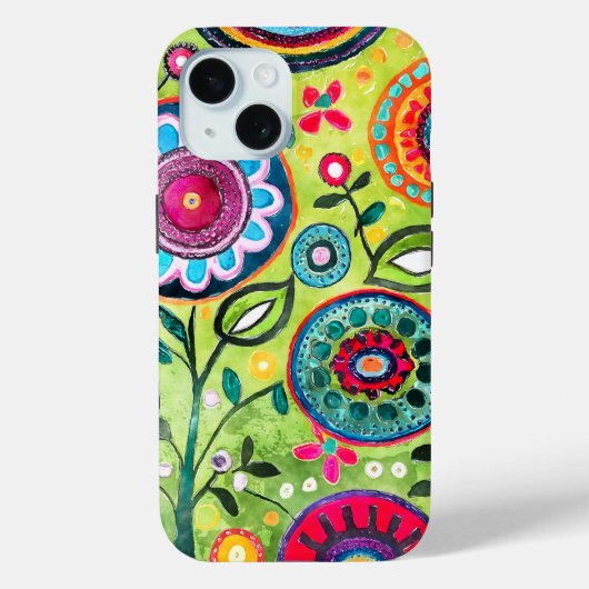 お洒落色鮮やかフォークフローラパターン(の模様が)ある Case-Mate iPhoneケース (裏面)