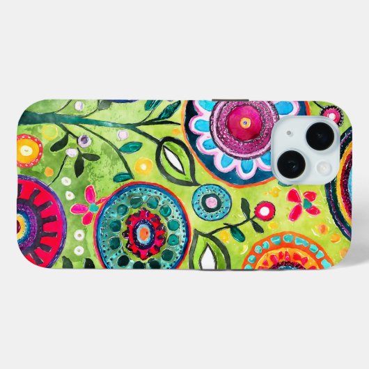 お洒落色鮮やかフォークフローラパターン(の模様が)ある Case-Mate iPhoneケース (裏面 (横))