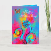 お洒落花と蝶の母の日 カード (正面)