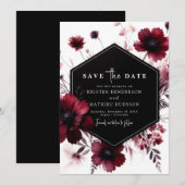 お洒落花ブルゴーニュ結婚ーズ セーブザデート (正面/裏面)