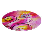 お洒落花ブルーピンク黄色フローラファンタジー カッティングボード (角)